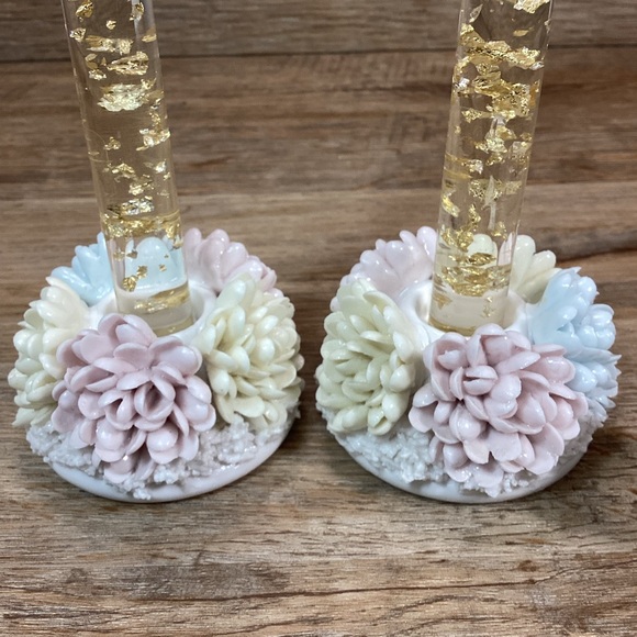 Vintage Candle Holders-Ardalt Lenwile Japan Porcelain Chrysanthemums - Picture 11 of 15